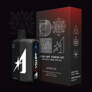 ASTRA VAPE スターターキット CHERRY SPICE COLA パッケージと内容物